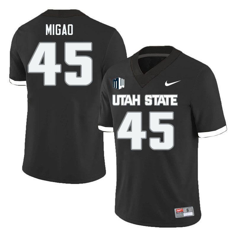 Utah State Aggies #45 Enoka Migao College Football Jerseys Stitched Sale-Black